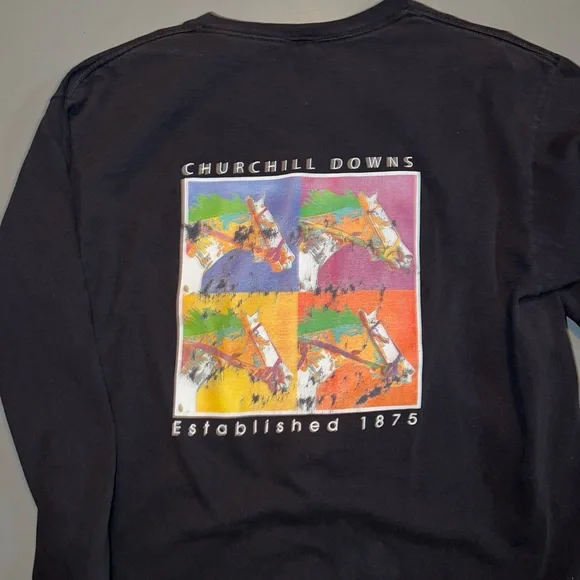 Vintage Churchill Downs black long sleeve t-shirt on delta pro weight - Picture 5 of 5